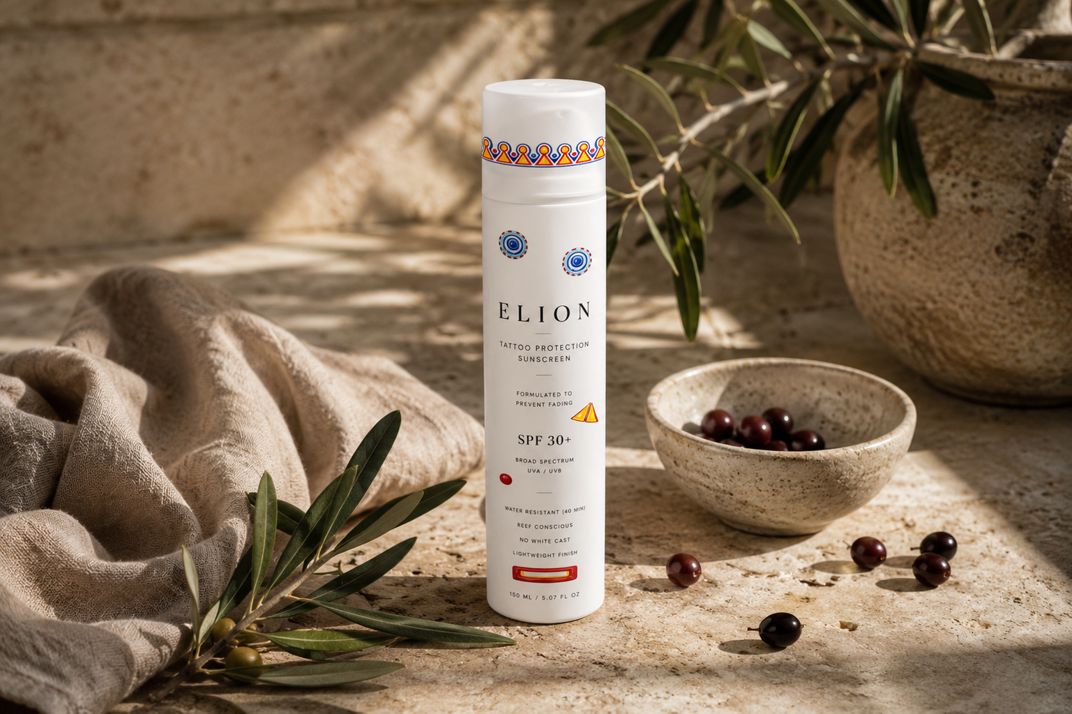 ELION bottle — Mediterranean still-life